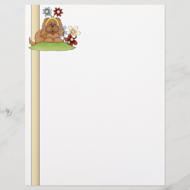 Cute Pup Flowers Letterhead (Voorkant)
