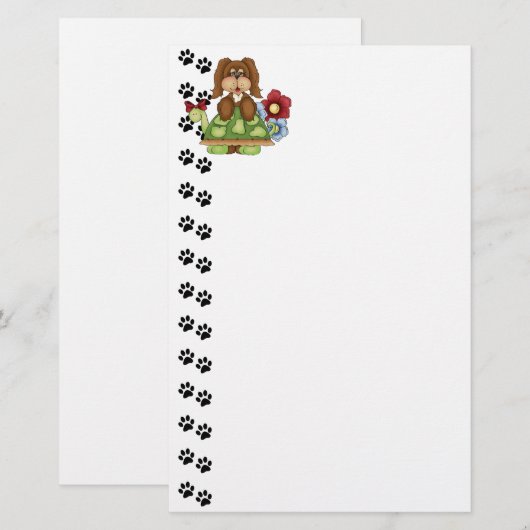 Cute Pup Turtle Stationery Briefpapier (Voorkant / Achterkant)