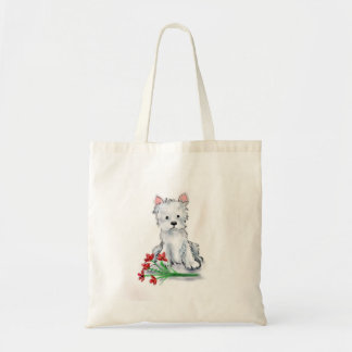 Cute pup white westie shier illustratie tote bag