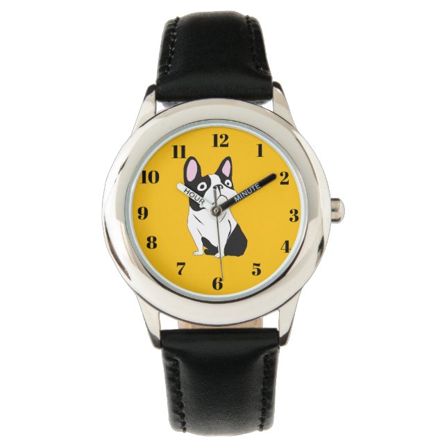 Cute Pup, yellow Horloge (Voorkant)
