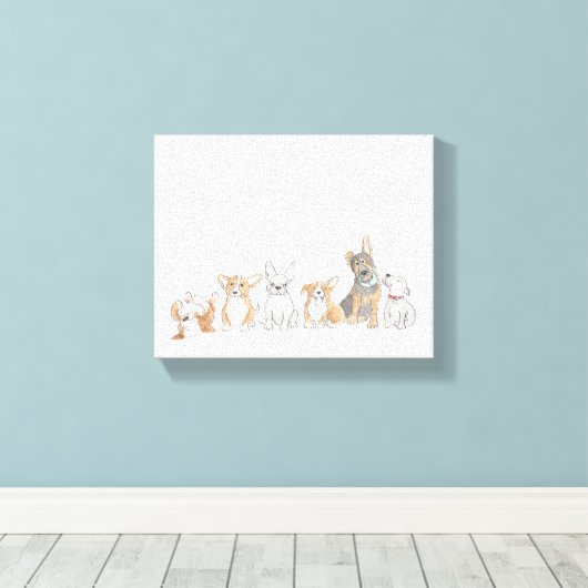 Cute puppies canvavs canvas afdruk (Insitu (Houten vloer))