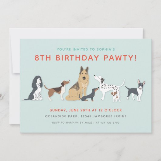 Cute Puppies Children's Dog Birthday Party Kaart (Voorkant)