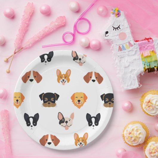 Cute Puppies Dog Birthday Papieren Bordje (Feest)