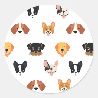 Cute Puppies Dog Birthday Ronde Sticker
