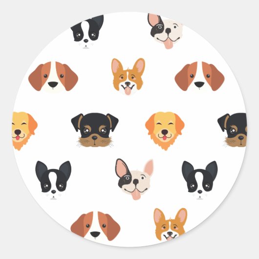 Cute Puppies Dog Birthday Ronde Sticker (Voorkant)