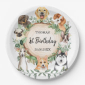 Cute Puppies Dogs Pooch Pet Birthday Party Papieren Bordje (Voorkant)