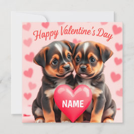 Cute puppies Happy Valentine's day personalized Feestdagenkaart