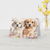 Cute Puppies Kaart (Gele Bloem)
