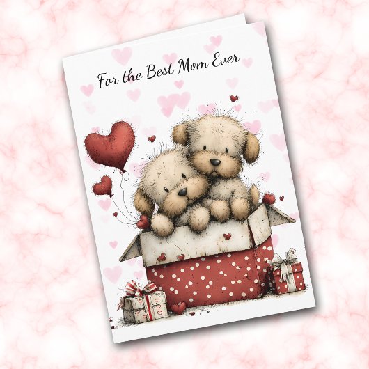 Cute Puppies Make My Tail Wag Mom Feestdagen Kaart