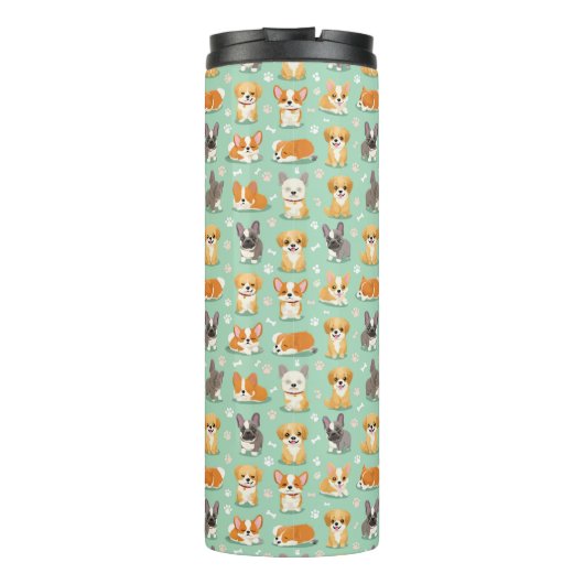 Cute Puppies Pattern – Adorable Dog Illustration  Thermosbeker (Achterkant)