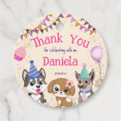 Cute puppies puppy party dankjewel cadeau bedankjes labels (Voorkant)