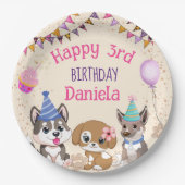 Cute puppies puppy party papieren bordje (Voorkant)
