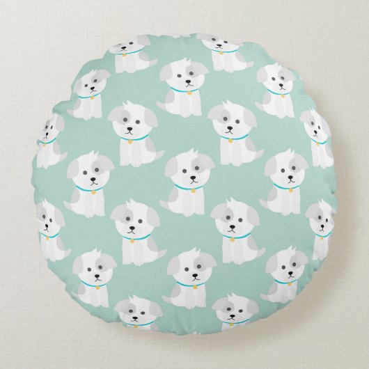 Cute Puppies Rond Kussen (Voorkant)