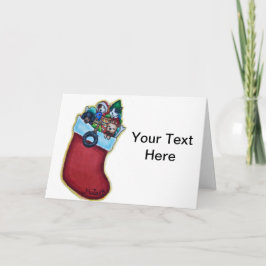 Cute Puppies’ Stocking kerstKaart Feestdagen Kaart