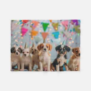 Cute Puppies Verjaardagsfeestje Creatie Ontwerp Fleece Deken