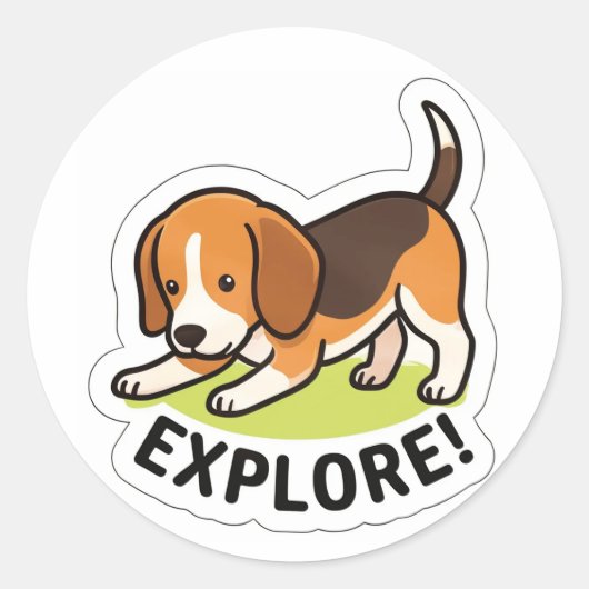 Cute Puppy Adventure Sticker (Voorkant)