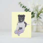 Cute puppy akita en teddy realist art briefkaart (Staand voorkant)