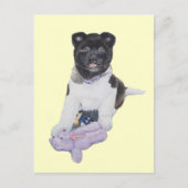 Cute puppy akita en teddy realist art briefkaart (Voorkant)