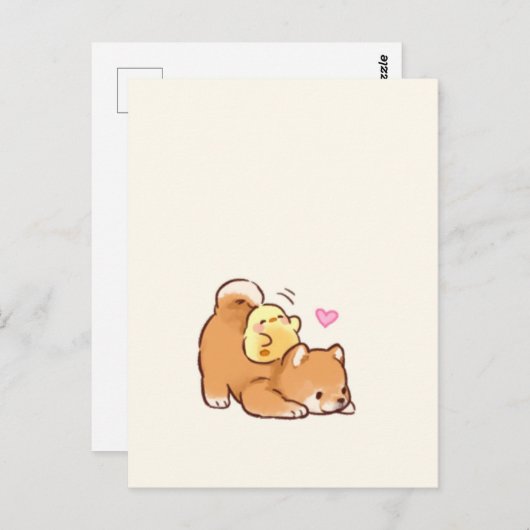 Cute Puppy and Chick Briefkaart (Voorkant / Achterkant)