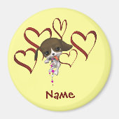 Cute Puppy and Hearts Name Magnet (Voorkant)