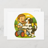 Cute Puppy and Kid Playtime Briefkaart (Voorkant / Achterkant)