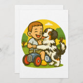 Cute Puppy and Kid Playtime Kaart (Voorkant / Achterkant)