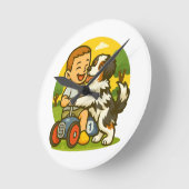 Cute Puppy and Kid Playtime Ronde Klok (Hoek)