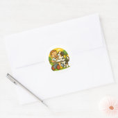Cute Puppy and Kid Playtime Ronde Sticker (Envelop)