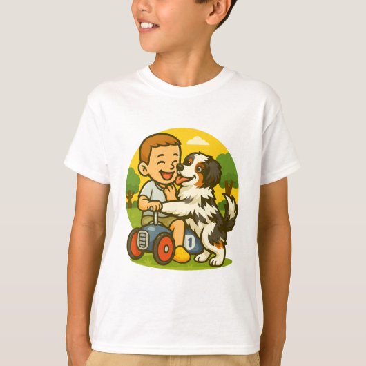 Cute Puppy and Kid Playtime T-shirt (Voorkant)