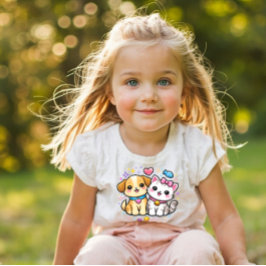 Cute Puppy and Kitty Y2K Kids Tee Kinder Shirts