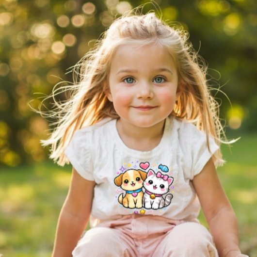 Cute Puppy and Kitty Y2K Kids Tee Kinder Shirts