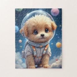 Cute Puppy Astronaut in Space Jigsaw Puzzle Legpuzzel