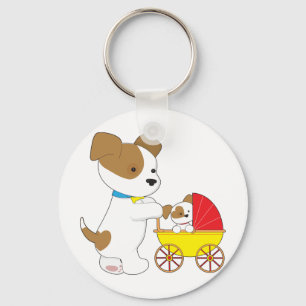 Cute Puppy Baby Carriage Sleutelhanger