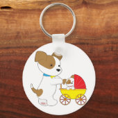 Cute Puppy Baby Carriage Sleutelhanger (Voorkant)