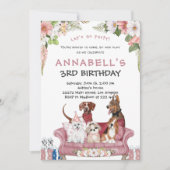 Cute Puppy Birthday Invitation Kaart (Voorkant)