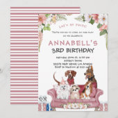 Cute Puppy Birthday Invitation Kaart (Voorkant / Achterkant)