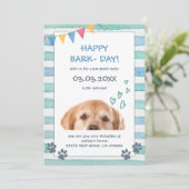 Cute Puppy Birthday Invitation Kaart (Staand voorkant)