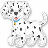 Cute Puppy Black White Spoted Fire Dog Dalmatian Sticker (Voorkant)