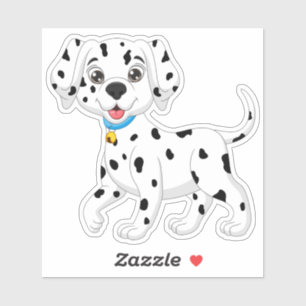 Cute Puppy Black White Spoted Fire Dog Dalmatian Sticker