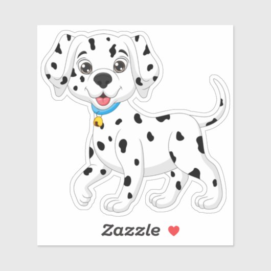 Cute Puppy Black White Spoted Fire Dog Dalmatian Sticker (Vel)