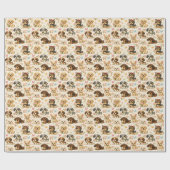 Cute Puppy Bloem Vlinder Cadeaupapier (Vlak)