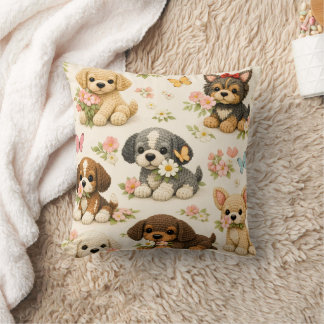 Cute Puppy Bloem Vlinder Worp Kussen