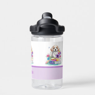 Cute Puppy Boeken & Kleurrijke Bloemen Waterfles