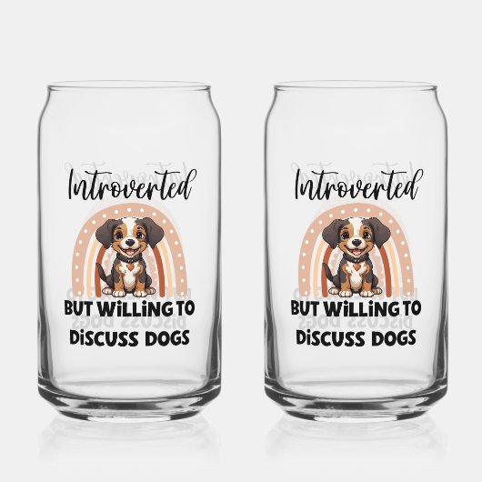 Cute Puppy Boho Rainbow "Introverted" Graphic Blikvorm Glas (Voorkant)