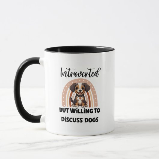 Cute Puppy Boho Regenboog "Introvert" Grafisch Mok (Links)