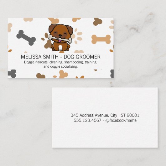 Cute Puppy | Bone Paw Prins Visitekaartje (Voorkant / Achterkant)