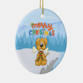 Cute Puppy Bone Snow-keramisch Ornament (Rechts)