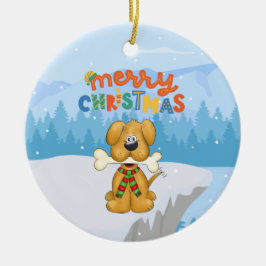 Cute Puppy Bone Snow-keramisch Ornament