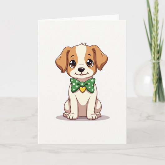 Cute Puppy Bow Tie Card Kaart (Voorkant)