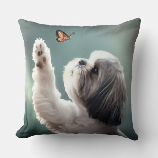 Cute Puppy & Butterfly Decorative Throw Pillow Kussen